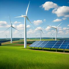 wind turbine and solar panels