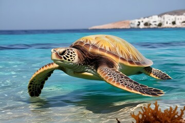 A majestic chelonia mydas a green sea turtle