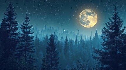 Fototapeta premium Mystical Moonlit Forest