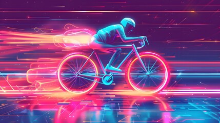 Cyclist In Neon Lights.