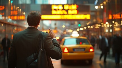 Businessman walking down a