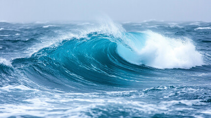 powerful ocean wave crashing against the shore, symbolizing nature's raw force and the chaos of the unpredictable sea