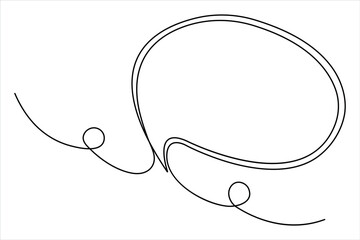 Continuous one single line drawing of speech bubble icon. Talk text box, feedback message box and comment vector
