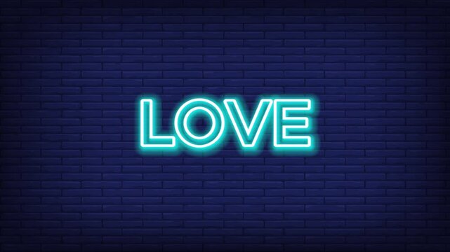 love word valentines day t shirt design and motion vedio neon 