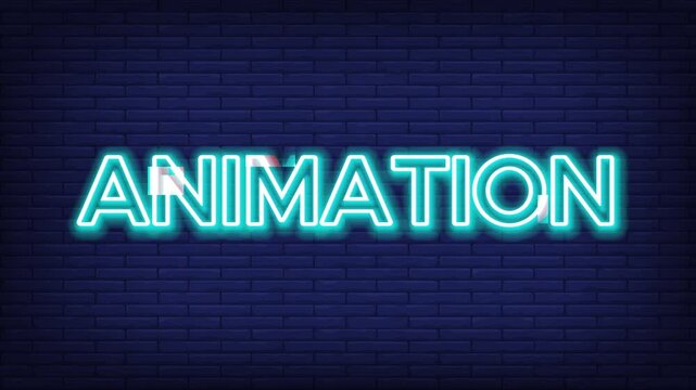 animation text on neon blue effect