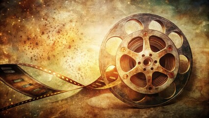 Obraz premium Vintage Film Reel and Strip on Grunge Background