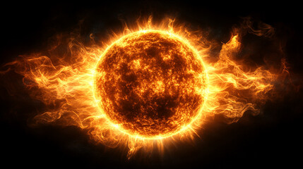 radiant sun burns brightly in the dark expanse of space, symbolizing hope and vitality with its intense glow