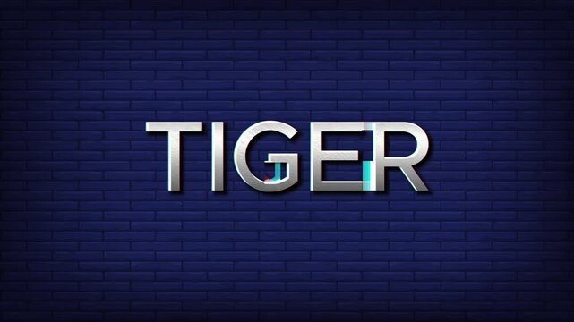 Tiger text animation neon blue effect on blue color