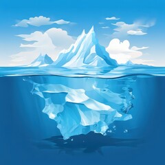 the AI Image Generator, White Iceberg floating in clear blue water sea,