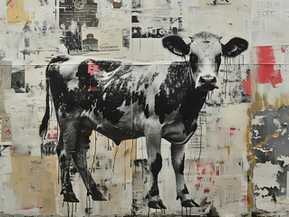 Cow on a Wall of Graffiti.