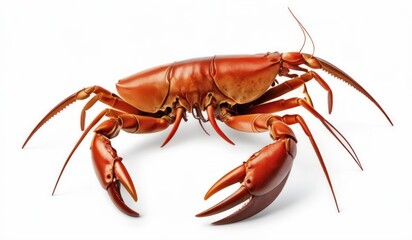 a close up of a lobster on a white background