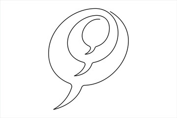 Continuous one single line drawing of speech bubble icon. Talk text box, feedback message box and comment vector
