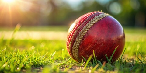 Closeup shot of a cricket ball on the ground , sports, cricket, ball, leather, red, competition, game, outdoors