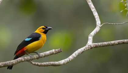 Fototapeta premium Vibrant bird perched on branch natures beauty captured