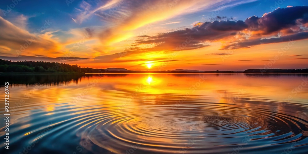 Canvas Prints Sunset over a rippling lake, creating a warm and glowing atmosphere, sunset, sun, evening, lake, waves, reflection, golden hour