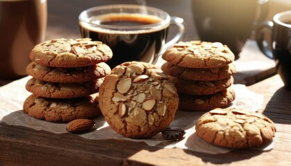  Delicious almond cookies paired with a warm beverage