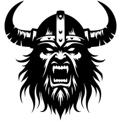 Angry viking portrait silhouette