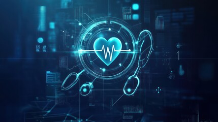 Obraz premium Digital Heartbeat with Stethoscope and Data Interface