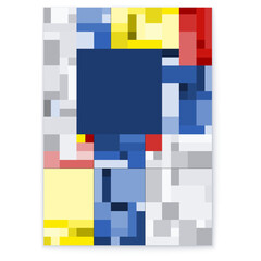 Create a vibrant and dynamic abstract geometric colorful poster with bold shapes and bright colors