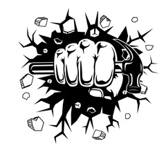 Carpenter Tools | Smashing Wall | Repairman | Toolbox | Construction worker | Builders Hand Fist | Hand Fist | Carpenter Dad | Original Illustration | Vector and Clipart | Cutfile and Stencil