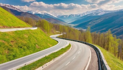 Fototapeta premium Majestic mountain highway a winding path to adventure