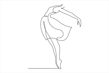 Continuous one line drawing of young dancer design outline vector illustration