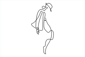 Continuous one line drawing of young dancer design outline vector illustration