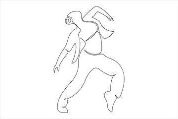 Continuous one line drawing of young dancer design outline vector illustration