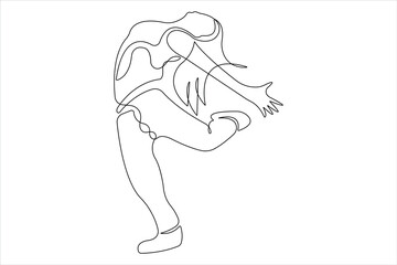 Continuous one line drawing of young dancer design outline vector illustration