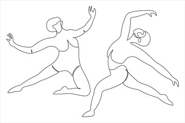 Continuous one line drawing of young dancer design outline vector illustration