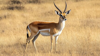 Naklejka premium Blackbuck antelope in an open field, with room for copy.