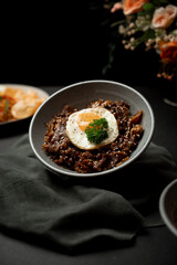 This is beef egg rice typical of Indonesian food