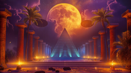 Obraz premium The tropical Egyptian hieroglyphs, game background, Illustration