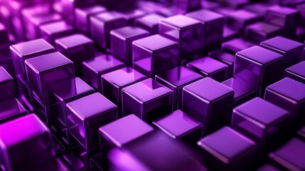 Fototapeta premium A dynamic and mesmerizing pattern of reflective purple cubes, creating a vibrant and modern abstract visual.