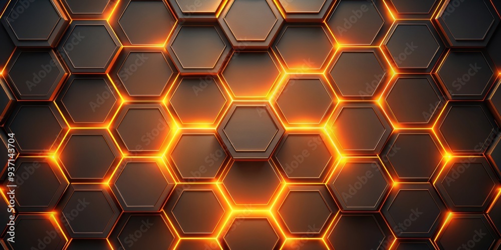 Sticker Futuristic background with hexagonal shapes and orange light, futuristic, background, hexagonal shapes, orange light