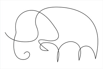 Continuous one line drawing of elephant wildlife animal concept. vector minimalism linear illustration