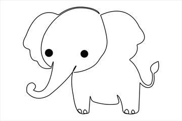 Continuous one line drawing of elephant wildlife animal concept. vector minimalism linear illustration