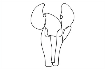 Continuous one line drawing of elephant wildlife animal concept. vector minimalism linear illustration