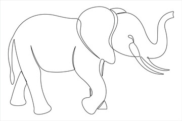 Continuous one line drawing of elephant wildlife animal concept. vector minimalism linear illustration