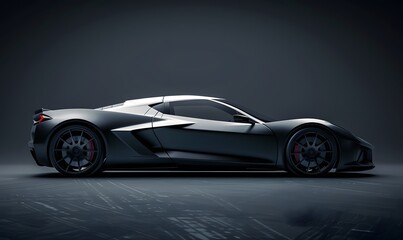 Fototapeta premium Computer generated image of a sports car, studio setup, on a dark background. 