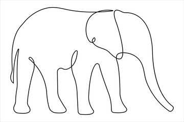 Continuous one line drawing of elephant wildlife animal concept. vector minimalism linear illustration