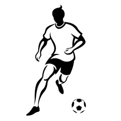 Football Soccer Player Silhouette Logo design vector line art illustration

