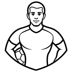 Football Soccer Player Silhouette Logo design vector line art illustration
