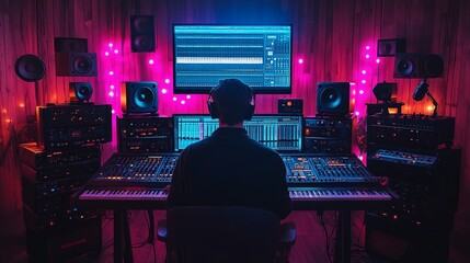 Music Producer Working in a