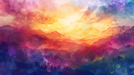 Fototapeta premium Color Field Painting watercolor art drawing