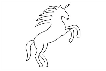 One continuous single line drawing of animal horse design outline vector illustration
