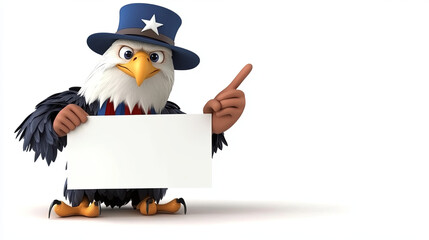 Obraz premium Eagle holding a blank sign
