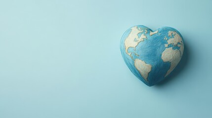 A heart-shaped globe symbolizes love for the Earth and global unity, perfect for environmental themes and sustainable ideas.