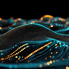 Abstract Blue and Yellow Bokeh Lights on Black Background