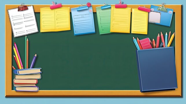 Bulletin board with classroom rules and reminders, colorful and bright